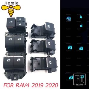 トヨタ 点灯 LED パワーシングルウィンドウスイッチセット RAV4 RAV 4 2019 2020 左駆動バックライトマスタースイッチ - Set A
