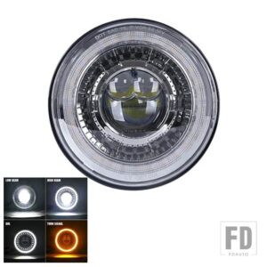 ジープ トヨタ スズキ 7インチ LED ヘッドライト LADA NIVA 4 4 7インチ H4 LED ヘッドライトエンジェルアイラングラーオフロード 4 4 サムライ - 1pcs Sliver