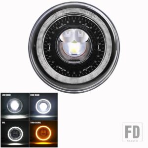 ランドローバー マツダ 日産 LED 7インチ LED ヘッドライトアングルアイ DRL LED ドライビングライト LADA NIVA ディフェンダー パトロール Y6 - 1pcs black