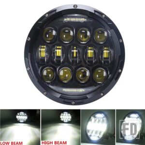 BMW 汎用 ホンダ 7インチオートバイ LED ヘッドライトラウンド 7インチヘッドランプ H4 ハーレーソフテイルカフェレーサーチョッパーウラル IZ - 1pcs Black 75w