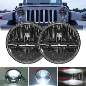 ジープ 7インチ LED ヘッドライト H4 ラウンド 7インチ ヘッドライト DOT 承認 6000K HI/LO ビーム ラングラー LADA NIVA 4X4 ラングラー JK用 - 2pcs
