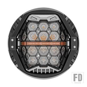汎用 7インチオートバイ LED ヘッドライト DRL 付きハーレーツーリングロードキングデビッドソンツーリングロッド FATBOY 補助ヘッドランプ用 - Amber DRL