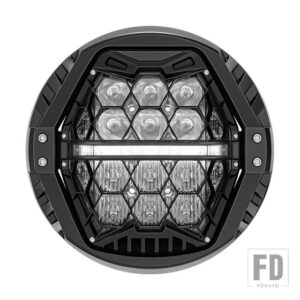 汎用 7インチオートバイ LED ヘッドライト DRL 付きハーレーツーリングロードキングデビッドソンツーリングロッド FATBOY 補助ヘッドランプ用 - White DRL