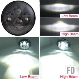 7インチ LED ヘッドライト H4 ハーレー DAVIDSION ソフテイルスリムファットボーイ 7インチモーター LED ヘッドライト DRL - 1pcs Black 45W