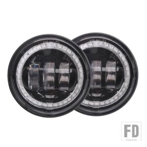 4.5インチオートバイ LED フォグパッシング補助ライト 黄色ウィンカーランプ付き ハーレークラシック FLHR ロードキング 4.5インチフォグライト - Black 02