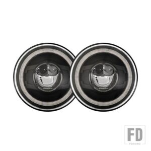 ジープ 7インチ LED ヘッドライト申請済み 4X4 DOT 承認 6000K ランニングライト LADA NIVA アーバンオフロードアングルアイ用ラングラー JK - 2pcs black