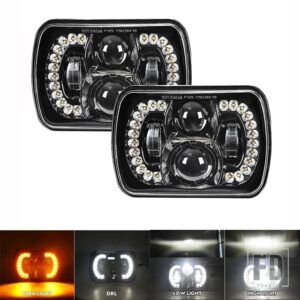 フォード ジープ 日産 トヨタ LED 5 7インチ7 6インチ インチ H4 ヘッドライト防水 H4 スクエアヘッドランプチェロキー XJ ラングラートラック - 2pcs 90W2