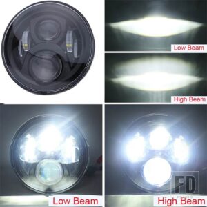 ジープ 汎用 7インチラウンド LED ヘッドライトヤマハハーレーロードキングラングラー JK 7インチヘッドランプ DRL アンバーウィンカーライト付 - 1pcs black