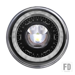 ジープ 汎用 7インチラウンド LED ヘッドライトヤマハハーレーロードキングラングラー JK 7インチヘッドランプ DRL アンバーウィンカーライト付 - 1pcs black2