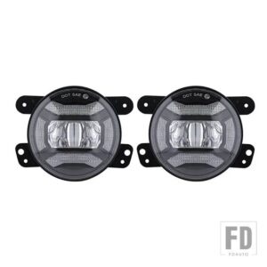 ジープ マツダ 4インチラウンド LED フォグランプドライビングライト DRL エンジェルアイラングラー JK JKU LJ TJ ダッジクライスラージャーニ - black3