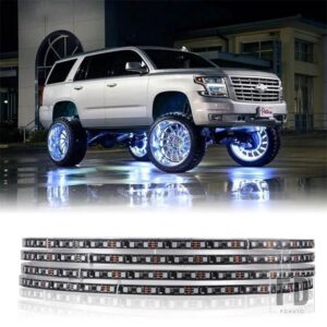 4個 車ハブランプ RGB キット 14/15.5/17インチホイール装飾ライト防水 12V アプリ/リモコンホイールリングネオンライト - 14inch