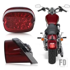 オートバイ テールライト LED リアランプテールライトブレーキストップウィンカーハーレーダビッドソンスポーツスターソフテイルダイナレイダウ - Red