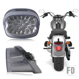 オートバイ テールライト LED リアランプテールライトブレーキストップウィンカーハーレーダビッドソンスポーツスターソフテイルダイナレイダウ - sliver