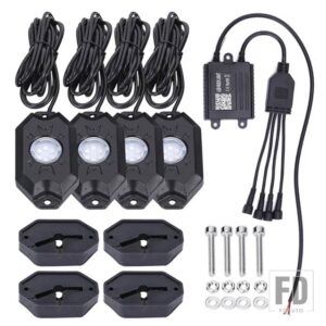 ジープ RGB LED ロックライトトレイルリグライトアプリ制御音楽ネオン車アンダーグローシャーシランプオフロードトラックボート SUV 4X4 ATV - 4PCS