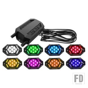 ジープ RGB LED ロックライトトレイルリグライトアプリ制御音楽ネオン車アンダーグローシャーシランプオフロードトラックボート SUV 4X4 ATV - 8pcs