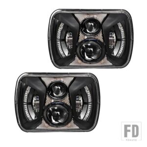 フォード ジープ DRL 7X6 5X7 LED ヘッドライトラングラー YJ チェロキー XJ 1984 - 2001 GMC IP67 防水高低ビーム - 2pcs 75W