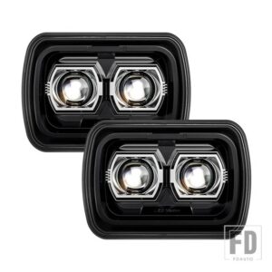 フォード ジープ 日産 トヨタ ラングラー YJ チェロキー XJ 5 7インチ7 6インチ長方形 LED ヘッドライト DRL ハイロービーム GMC ヘッドランプ - 2pcs 90W
