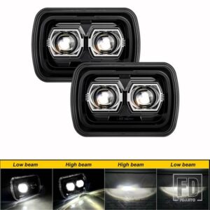 フォード ジープ 日産 トヨタ 5 7インチ7 6インチ長方形 LED ヘッドライト DRL ハイロービームラングラー YJ チェロキー XJ GMC - 2pcs 90W