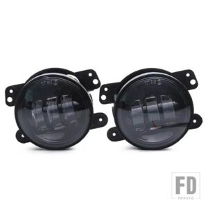 シボレー ジープ 4インチラウンド LED フォグランプホワイトハローリング DRL オフロードフォグランプ用ラングラー JK TJ LJ ダッジジャーニー - For JK Black