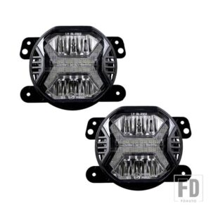 シボレー ジープ 4インチラウンド LED フォグランプホワイトハローリング DRL オフロードフォグランプ用ラングラー JK TJ LJ ダッジジャーニー - For JK Black2