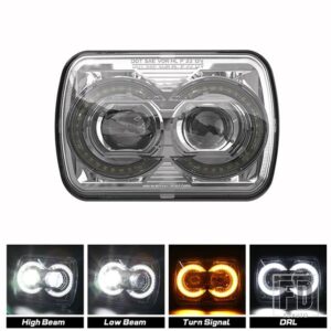 ジープ 日産 トヨタ 5 7インチ7 6インチ LED ヘッドライト DRL ウィンカーハイロービーム LED ヘッドランプラングラー YJ チェロキー XJ 240SX - 1pair Sliver