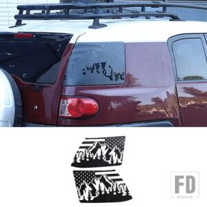 トヨタ FJ クルーザー 2007-2021 裏側窓ガラスリアサイドウィンドウプルフラワーフィルムステッカーカーアクセサリー - Style D