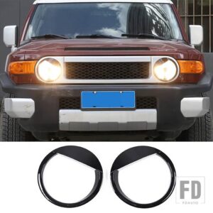 トヨタ FJ クルーザー 2007-2021 ABS フロントフォグライトフレームヘッドライトフレームカバーアングリーアイスタイル装飾カバーアクセサリー - Style A Piano Black
