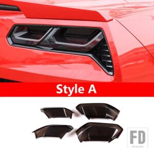 シボレー コルベット C7 2014-2019 ABS ブラックリアテールライトリアフォグランプブラックアウトカバートリムステッカーカーアクセサリー - Style A