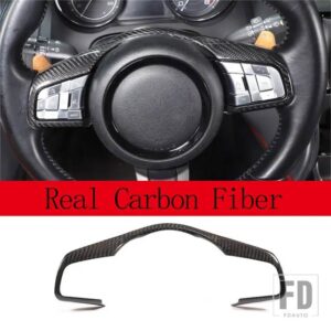 ジャガー ABS カーボン/マットブラック/ F-TYPE 2013-2023 ステアリングホイールフレームカバートリムステッカーカーアクセサリー - Real Carbon Fiber