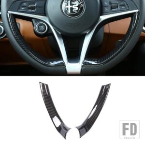 ABS カーボンアルファロメオジュリア STELVIO 2017 2018 2019 ステアリングホイールカバートリムインテリアアクセサリー - Style D-2 pcs