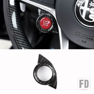 ABS カーボンアルファロメオジュリア STELVIO 2017 2018 2019 ステアリングホイールカバートリムインテリアアクセサリー - Style H-1 pcs