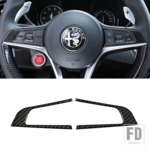 ABS カーボンアルファロメオジュリア STELVIO 2017 2018 2019 ステアリングホイールカバートリムインテリアアクセサリー - Style B-2 pcd