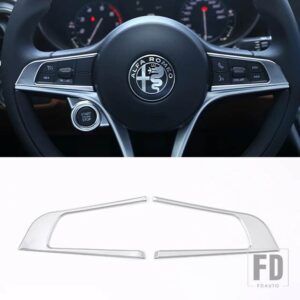 ABS カーボンアルファロメオジュリア STELVIO 2017 2018 2019 ステアリングホイールカバートリムインテリアアクセサリー - Style C-2pcs