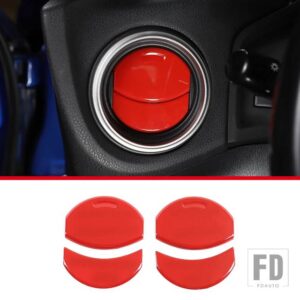 トヨタ スバル 86 GT86/ BRZ 2012-2020 ABS カーボンダッシュボードサイドエアベント装飾リングカバートリムカーアクセサリー - Style A Red