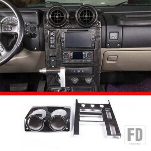 ハマー H2 2003-2007 ABS ダッシュボードサイドエアコンアウトレットフレーム装飾ステッカーインテリアアクセサリー - Style A carbon fiber