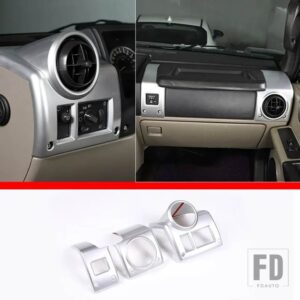ハマー H2 2003-2007 ABS ダッシュボードサイドエアコンアウトレットフレーム装飾ステッカーインテリアアクセサリー - Style B Silver