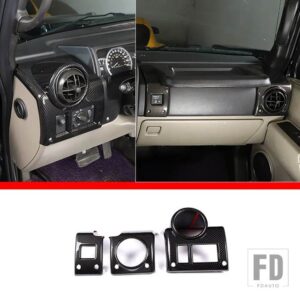 ハマー H2 2003-2007 ABS ダッシュボードサイドエアコンアウトレットフレーム装飾ステッカーインテリアアクセサリー - Style B-Carbon Fiber