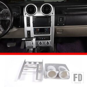 ハマー H2 2003-2007 ABS ダッシュボードサイドエアコンアウトレットフレーム装飾ステッカーインテリアアクセサリー - Style A Silver