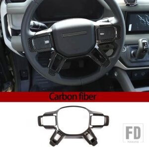 ランドローバー ディフェンダー 90 110 2020-2024 ABS カーボンインテリアステアリングホイール装飾ステッカーカーアクセサリー - Carbon Fiber