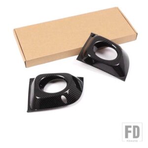 フィアット 500 2011-2015 ABS カーボン/フロントフォグランプ装飾フレームステッカー車外装アクセサリー - Carbon Fiber