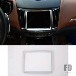 プラスチックカーボンスタイルインテリアナビゲーションボックスフレームカバートリムアクセサリーマセラティレバンテ 2016 スタイリング - 2-Silver