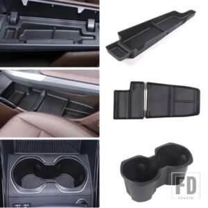 BMW X1 U11 2023-2024 TPE ブラックカーセンターコンソール水カップホルダー収納ボックスインテリアアクセサリー - 4PCS