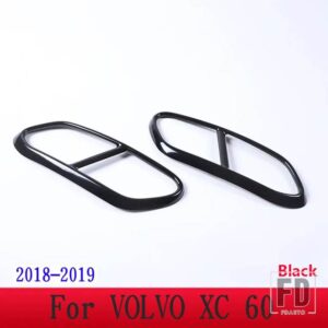 ボルボ XC60 S60 XC90 S90 V90 ステンレステールマフラーマフラー出力カバー装飾カバーカーアクセサリー - For XC60 18-19 Black