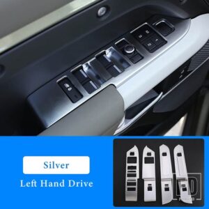 ランドローバー LHD RHD ABS ブラック/オークグレイン窓ガラスリフトスイッチボタントリムディフェンダー 90 110 2020-2024 カーアクセサリー - LHD - Silver