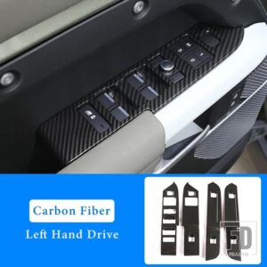 ランドローバー LHD RHD ABS ブラック/オークグレイン窓ガラスリフトスイッチボタントリムディフェンダー 90 110 2020-2024 カーアクセサリー - LHD-Carbon Fiber2