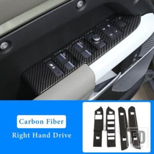 ランドローバー LHD RHD ABS ブラック/オークグレイン窓ガラスリフトスイッチボタントリムディフェンダー 90 110 2020-2024 カーアクセサリー - RHD - Carbon Fiber