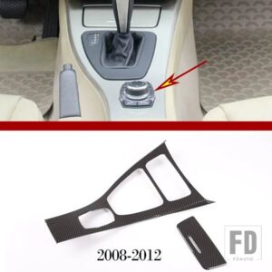 BMW LHD 3シリーズ E90 E92 E93 2005-12 ABS カーボン/センターコンソールギアシフトフレームパネルステッカーカーアクセサリー - 08-12 Carbon Fiber