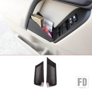 トヨタ ランドクルーザープラド FJ150 150 2010-2019 ABS 黒センターコンソールサイド収納ボックス多機能携帯電話トレイ - 2PCS Front Door