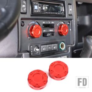 ランドローバー 合金カーエアコン音量調整ノブカバーディフェンダー 90 110 130 2004-2018 カーアクセサリー - Style B Red