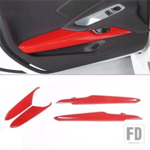 シボレー ABS 赤コルベット C8 スティングレイ Z51 Z06 2020-2023 ドア抗キックパネルカバートリムステッカーカーアクセサリー - 4pcs red